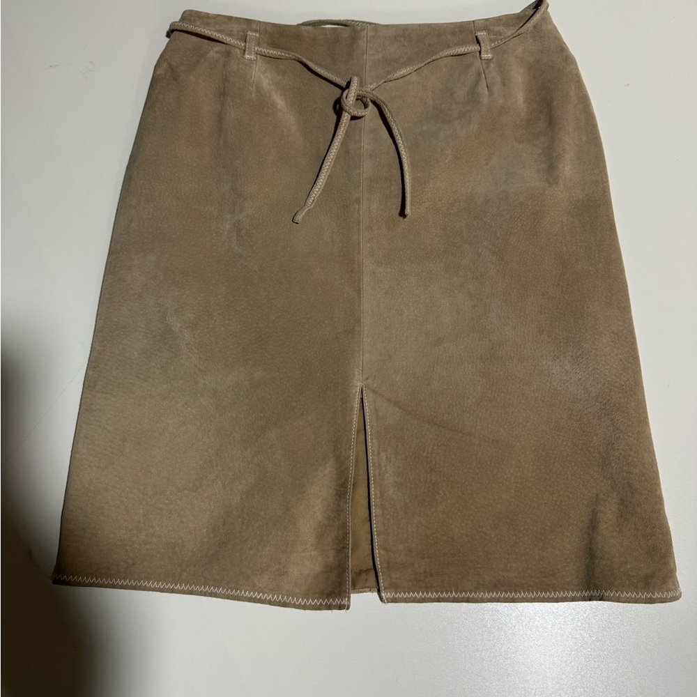 LOFT Tan  100% leather Pencil Skirt